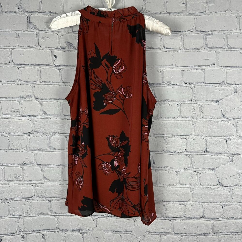 Apt. 9 Women's Floral Print Sleeveless Tank Top Blouse, Size Large, Burnt Orange - Picture 5 of 11